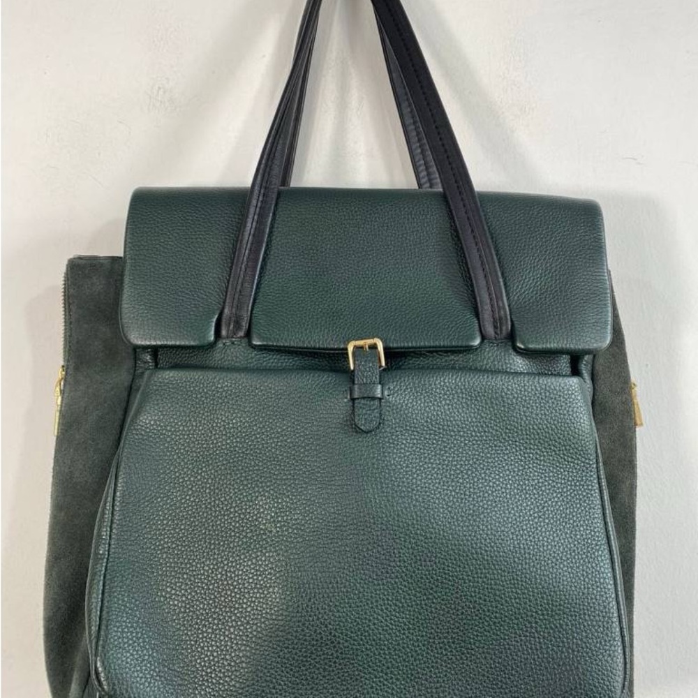 Zara Dark Green Thick 100% Pebble Cow Leather Tote bag - Picture 14 of 16